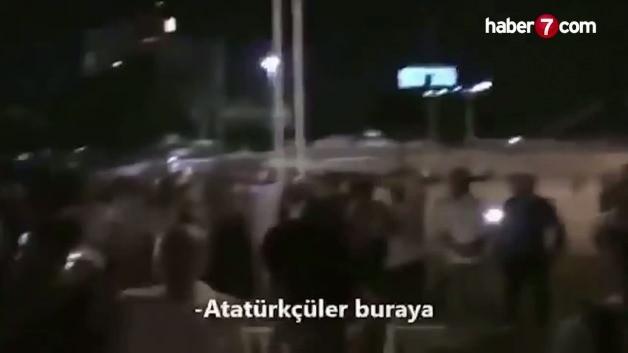 15 Temmuz gecesi darbecileri alkışlayan bir grup insanın görüntüsü.