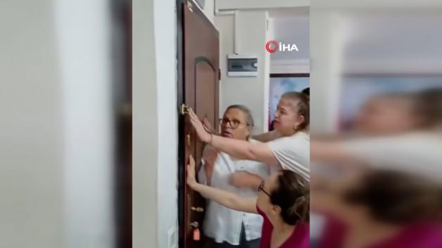 CHP Nazilli ilçe başkanlığı binası önünde toplanan partililer ve güvenlik güçleri