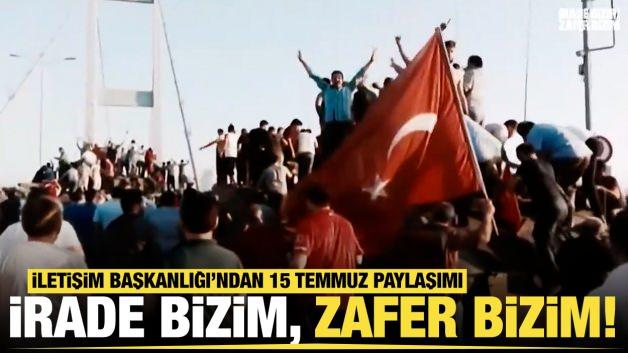 Cumhurbaşkanlığı İletişim Başkanlığı'nın 15 Temmuz Demokrasi ve Milli Birlik Günü için hazırladığı sosyal medya paylaşımından bir kesit.