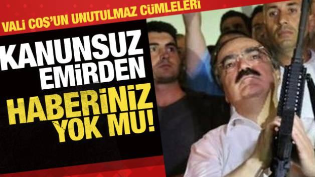Sakarya Valisi Hüseyin Avni Coş'un 15 Temmuz darbe gecesi askerlere karşı duruşunu gösteren bir görsel.