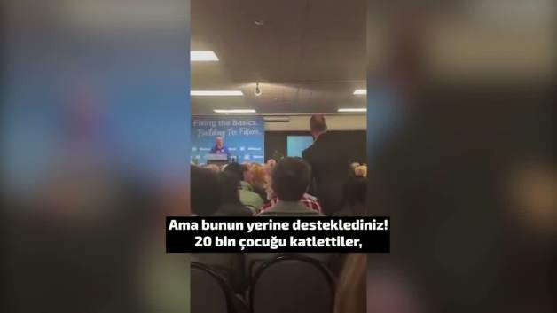 Soykırımcıyı fonlayan Başbakan'a şok protesto: Gazze'deki çocukları aç bıraktılar ve siz İsrail'e para verdiniz