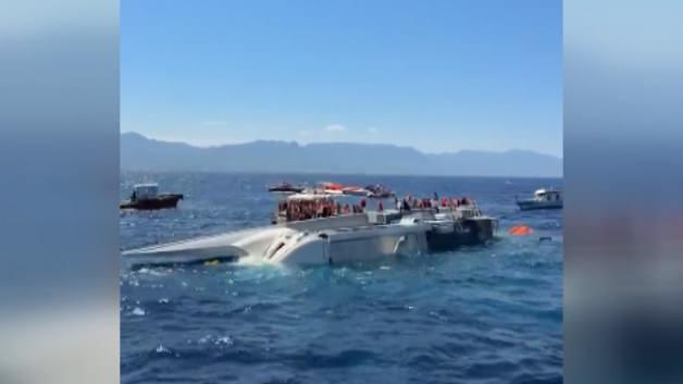 Girne'de batan gemiden ilk g&ouml;r&uuml;nt&uuml;ler: Geminin &uuml;zerinde &ccedil;aresiz bekleyiş