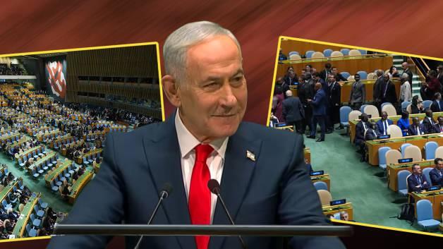 Katil Netanyahu'ya BM'de şok! D&uuml;nya y&uuml;z &ccedil;evirdi: İşte o tarihi anlar