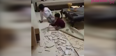 Yaramaz &ccedil;ocuklar evdeki fayansları kırdı