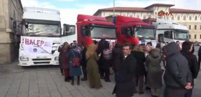  Sivas'tan Halepliler'e 6 TIR yardım malzemesi