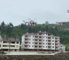 Kastamonu'da sel etkisi ile mahsur kalan vatandaşlar, helikopter ile tahliye edildi