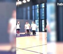 Başkan Erdoğan'ın basketbol oynadığı anlar kamerada
