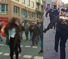 Türk bayrağının yakılışı seyreden Alman polisi Filistin bayrağı taşıyan çocuğu gözaltına aldı