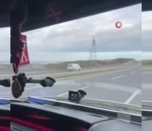 İstanbul Havalimanı yolunda ters y&ouml;nde giden ara&ccedil; y&uuml;rekleri ağza getirdi