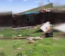 Erzurum'da hortum paniği: Çatılar uçtu