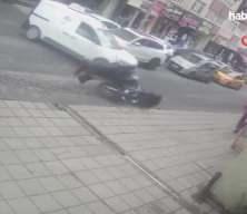 Çorlu’da belediye aracı ile motosiklet çarpıştı