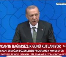 Cumhurbaşkanı Erdoğan'dan Azerbaycan’da anlamlı mesaj: “Üç devlet, tek millet”