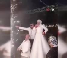 Düğündeki meşale şovu az kalsın gelini yakıyordu
