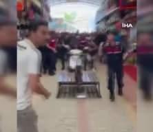 Alanya'da çarşı pazar karıştı! Marka avukatları ile esnaf arasında arbede