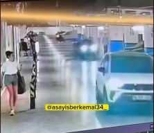 AVM otoparkında drift atan maganda sıfır araca çarptı ve kaçtı!