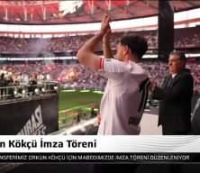 Binlerce Beşiktaş taraftarı Orkun Kökçü'nün imza töreni için Tüpraş Stadyumu'nda
