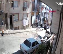 Balkonun çöktüğü anlar kamerada
