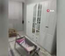 Bebek odasının tavanı çöktü, minik bebek saniyelerle kurtuldu