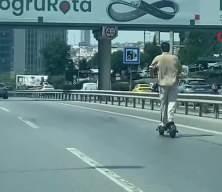  Ataşehir D-100 Karayolu'nda scooter ile tehlikeli yolculuk kamerada