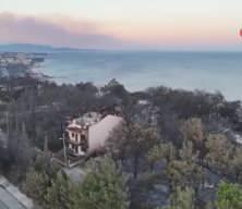 Çanakkale'de yanan villalar sabahın ilk ışıklarıyla görüntülendi