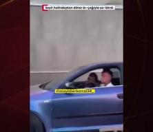 Maganda aracın camından kılıç salladı!