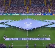 UEFA'dan, 'Bir pankart, bir çağrı'! 'Çocukları öldürmeyin'