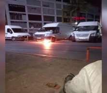 Alacaklı kişi borçlu firmanın araçlarını yaktı ve o anları da kayda aldı