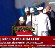 Cumhurbaşkanı Erdoğan Milli Uçak Gemisi MUGEM'in son modül kaynağını yaptı