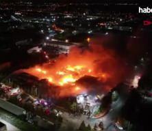 Niğde'deki fabrika yangını havadan görüntülendi