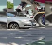 Yola beton döken beton mikseri sürücüsü cep telefonu kamerasına yakalandı