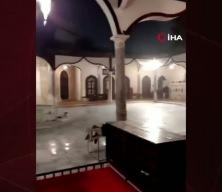 596 yıllık tarihi caminin kubbesine böyle yıldırım düştü