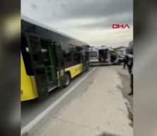 Büyükçekmece'de kamyon İETT otobüsüne çarptı; 9 yaralı