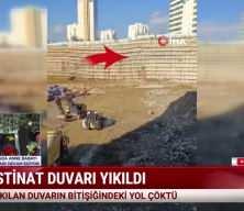 Ümraniye'de istinat duvarının yıkılması sonucu yol çöktü