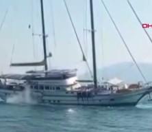 Bodrum'da yelkenli karaya oturdu