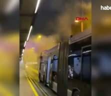 Metrobüsün motor kısmında çıkan yangın söndürüldü