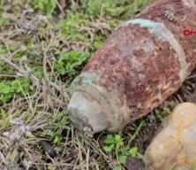 Mantar toplarken patlamamış top mermisi buldu: Bölge jandarma tarafından patlatılarak imha edildi