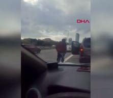 Ümraniye'de trafikte tartıştığı aracın camını yumrukladı