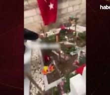 İkbal Uzuner'in mezarı başında skandal görüntüler