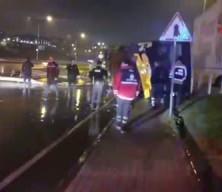 Çekmeköy'de kontrolden çıkan otobüs yan yattı