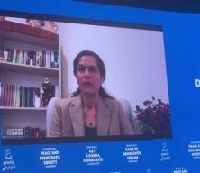 Terörist İlham Ahmed'i İstanbul'da çevrimiçi konuşturdular! Öcalan'a özgürlük istedi