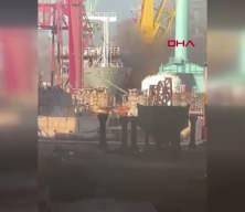 Tuzla'da tersanede gemide yangın 