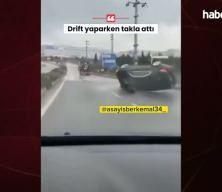 Kocaeli&rsquo;nde drift yapmaya &ccedil;alışan s&uuml;r&uuml;c&uuml; takla attı