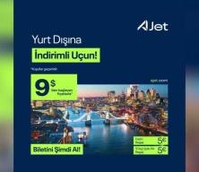 AJet'ten 9 dolar ve avroya yurt dışı seyahati