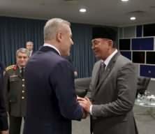 Bakanı Fidan ve G&uuml;ler  Endonezya Dışişleri ve Savunma Bakanları Sugiono ve Sjafrie Sjamsoeddin bir araya geldi