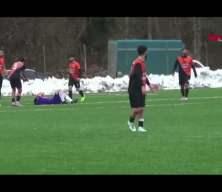 Amat&ouml;r lig ma&ccedil;ında, futbolcunun dili boğazına ka&ccedil;tı