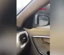 Başakşehir'de yolda ilerleyen araca fare atladı; s&uuml;r&uuml;c&uuml; polis &ccedil;evirmesine girince ka&ccedil;tı