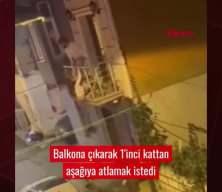 Beyoğlu'nda balkondan d&uuml;şmek &uuml;zere olan eşini son anda yakaladı! İşte nefeslerin kesildiği o anlar