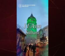 Galata Kulesi'ne ramazana &ouml;zel g&ouml;rseller yansıtıldı