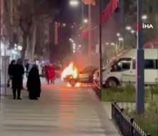 Siirt'te seyir halindeki otomobil alev alev yandı