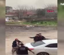 H&uuml;k&uuml;ml&uuml;y&uuml; yakalamaya giden polise direndiler